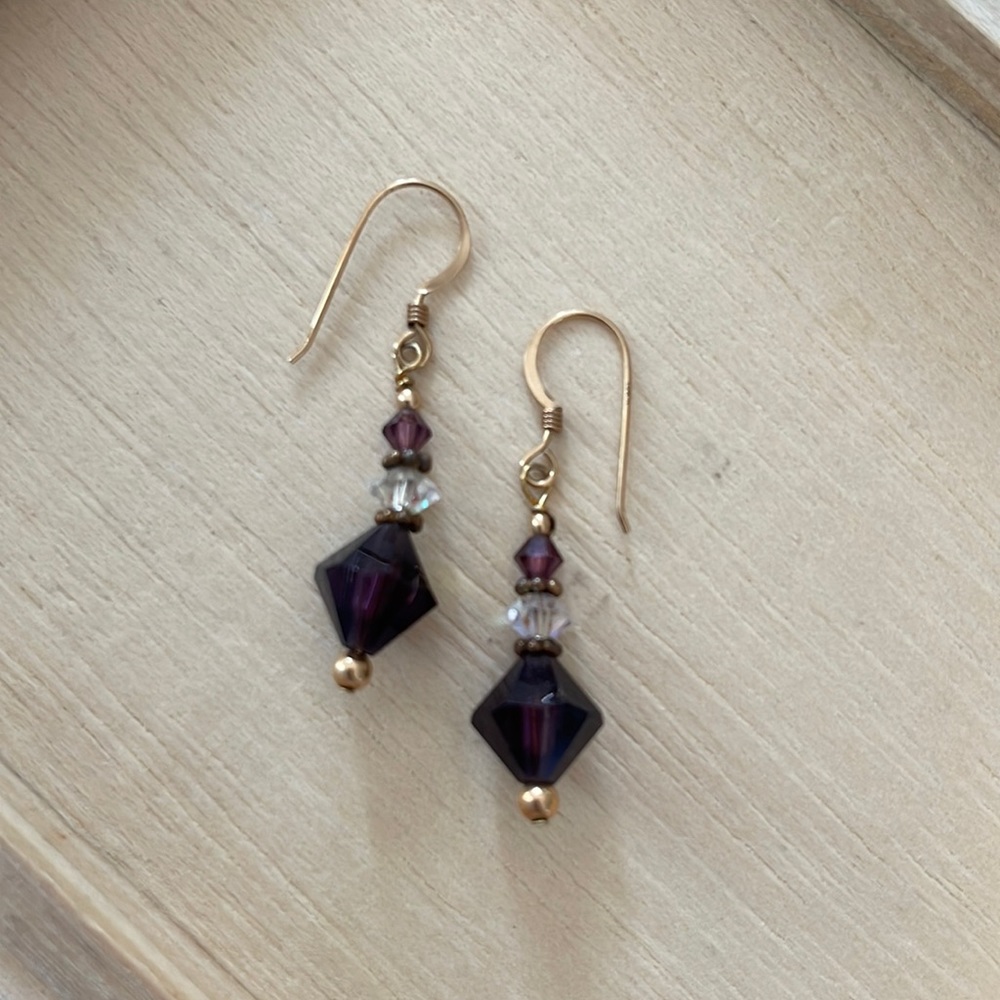 Purple and gold earrings